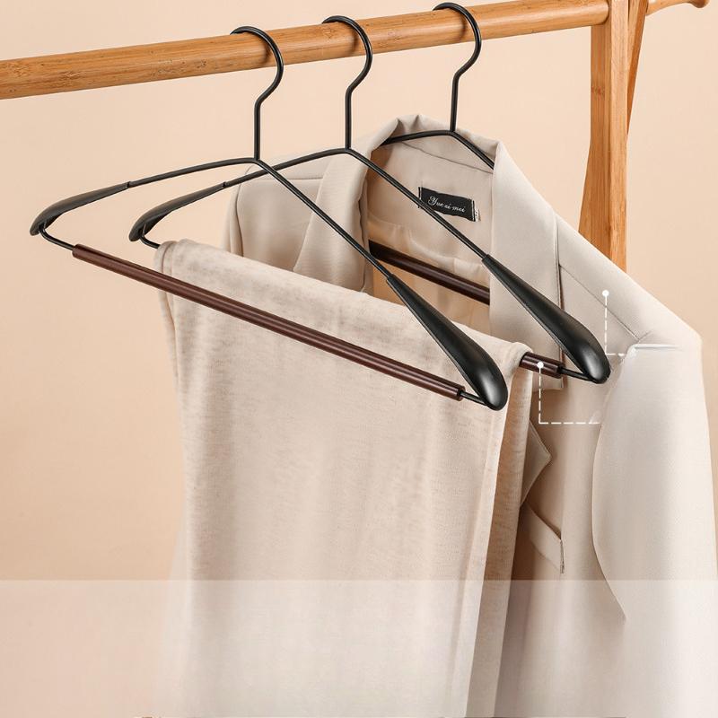Premium Solid Wood And Metal Hangers For Closet, Wide Shoulder Coat Hooks For Home Wardrobe, Durable Wooden Suit Hangers Set