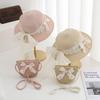 Children's Wide Brim Straw Hat with Ribbon - Cute Sun Protection for Beach Vacation