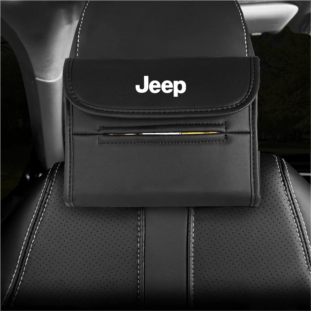 For Jeep Car Badge JEEP Emblem Styling Tissue Box Seat Back Paper Box Interior Accessories For Jeep Renegade Wrangler Compass
