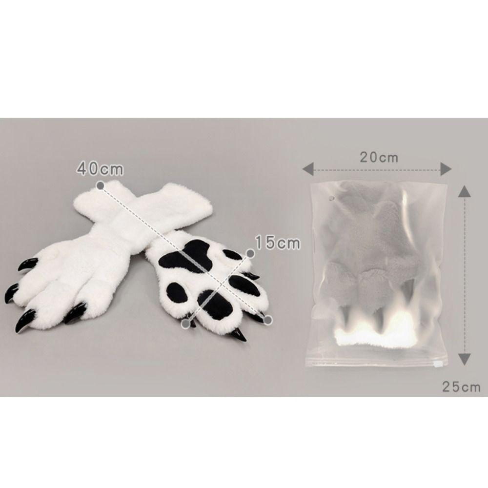 New Faux Fur Animal Fursuit Paw Gloves with Nails Plush Pads Animal Claw Mittens Thicken Cartoon Cosplay Paw Glove Props