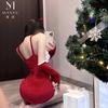 Man Wants Christmas Bunny Uniform Seduction Lingerie Tube Top Irregular Red New Year's Robe Female 9577