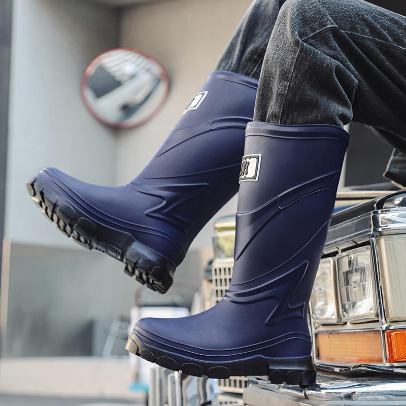 

Fashion trend men s rain shoes waterproof and non-slip rain boots cotton warm thick-soled wear-resistant water shoes fishing car wash rubber shoes 45