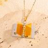 Engraved Titanium Steel Necklace - Fade-Resistant, Emotional Book Pendant, Women's Clavicle Chain Jewelry 