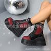 Large size women's shoes autumn and winter Martin boots lace-up muffin platform short boots round head fashion women's boots