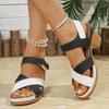 Fashion Mix Color Square Heel Sandals Women Plus Size 36-43 Cross Band Summer Sandles Woman Ankle Strap Thick Heeled Gladiator Sandalias