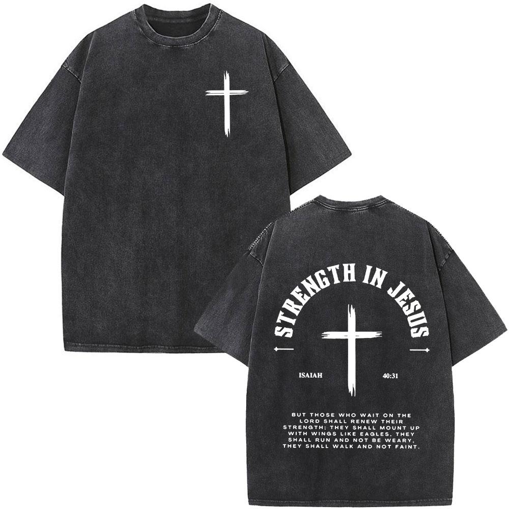Christian Jesus Faith Over Fear Bible Verse Washed T-shirts Men Women Fashion Vintage Oversized T Shirts Harajuku Cotton T-shirt