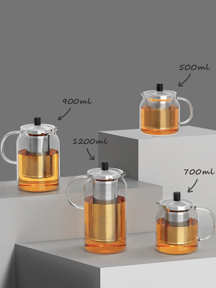 SAMADOYO-Teiera in Vetro Resistente al Calore, Teiera di Grande Capacità, Separazione e Filtrazione di Tè e Acqua, Teiera Domestica