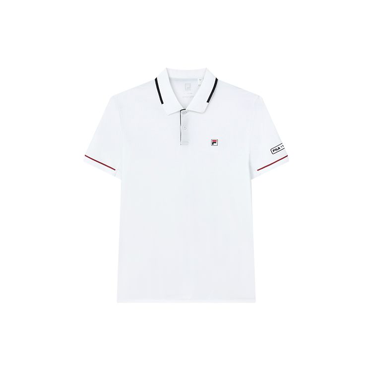 FILA Athletics Letter Logo Print Athletic Tennis Slim Fit Knitted Polo Shirt Men Polo Shirts Jade-White A11M213104FWT