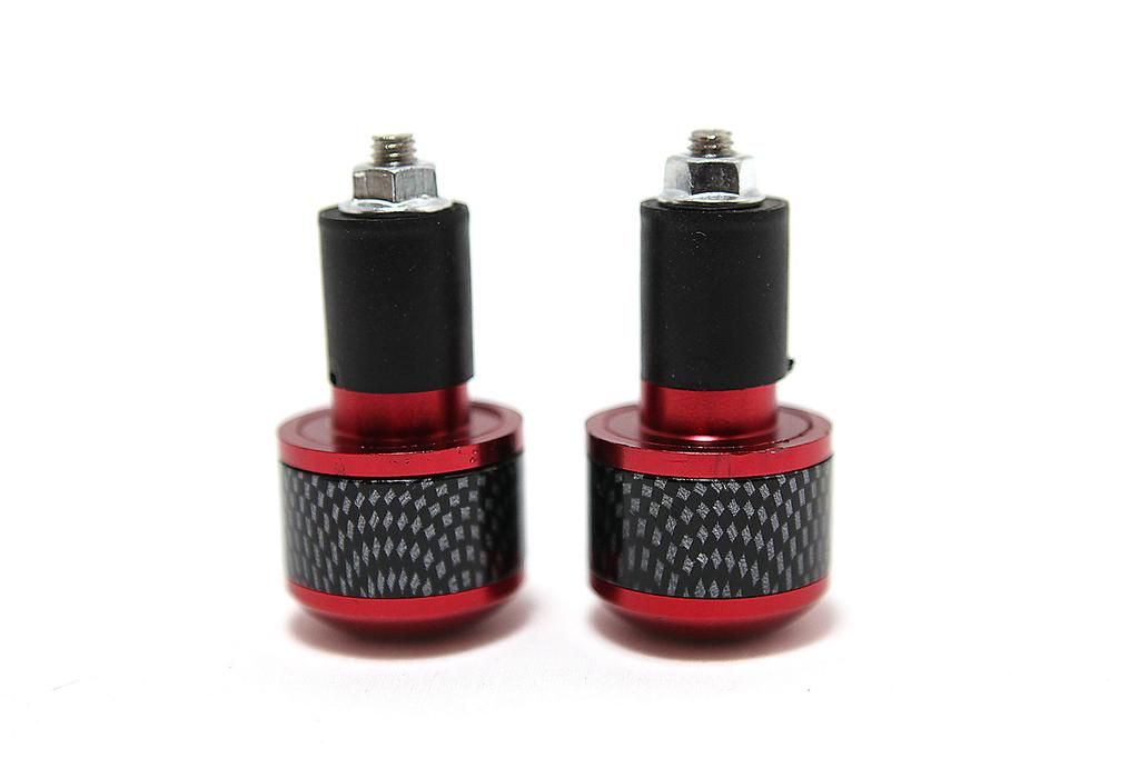 nakira Special Bar End! Grip Bar End for Motorcycles, Aluminum, Carbon Pattern (Red, Red)