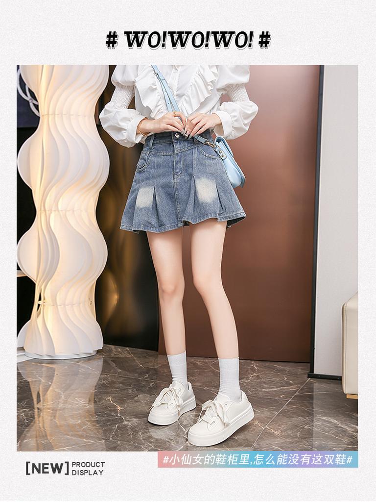 With skirt canvas shoes women's summer new explosive casual versatile student women's shoes thick baseplate shoes