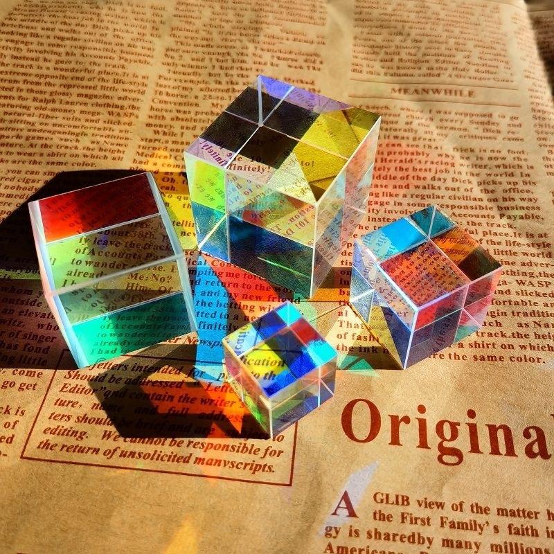 Colorful Crystal Light Cube Prism - Sun Catcher for Bedroom, Creative Ornament Gift