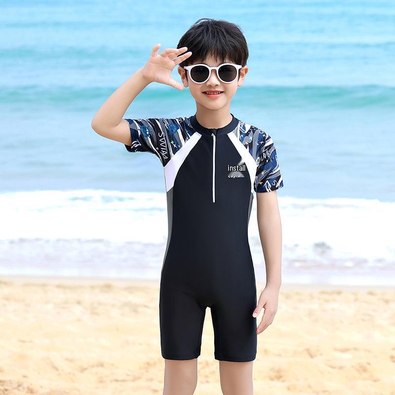 

Подростковый модный слитный спортивный купальник для мальчиков - Новый стиль с квадратным вырезом бедра для тренировок и горячих источников L (100-110cm)