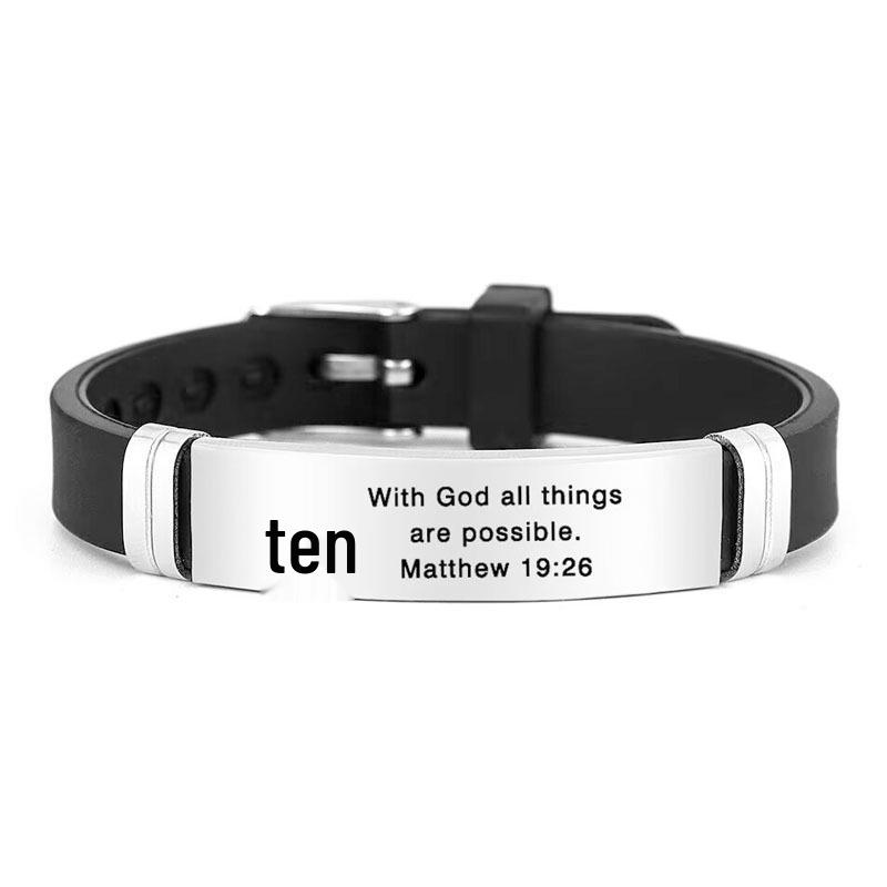 

Stainless Steel and Silicone Cross-Border Sports Bracelet with Engraved Gift Pattern