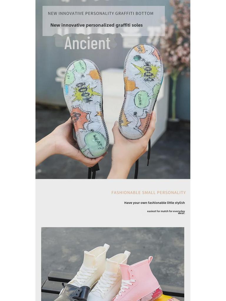 Trendy Waterproof Rain Boots for Women & Couples – Casual, Sporty Rubber Shoes for Work or Leisure