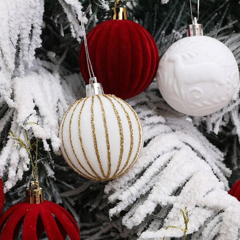 12pcs 6cm Painted Christmas Pendant Ball Christmas Tree Hanging Decoration  Home Xmas Decor