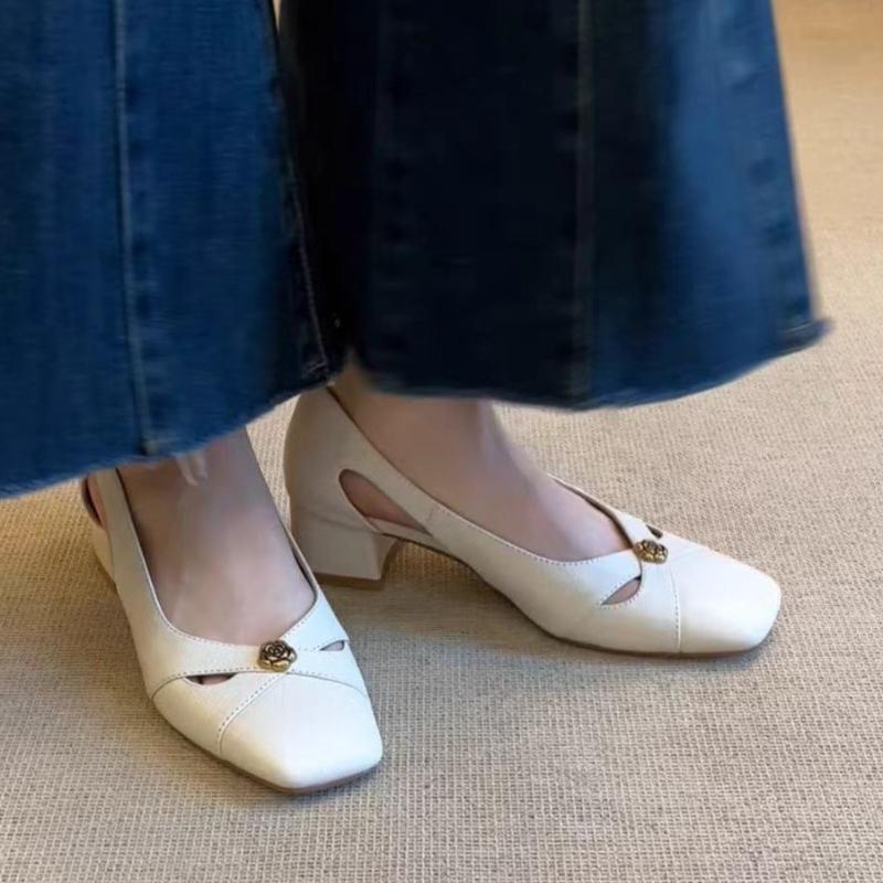 Fashion Large Size High Heels Comfort Shoes for Women 2025 Heels Square Toe Breathable Suit Female New Fashion Woman Shoes