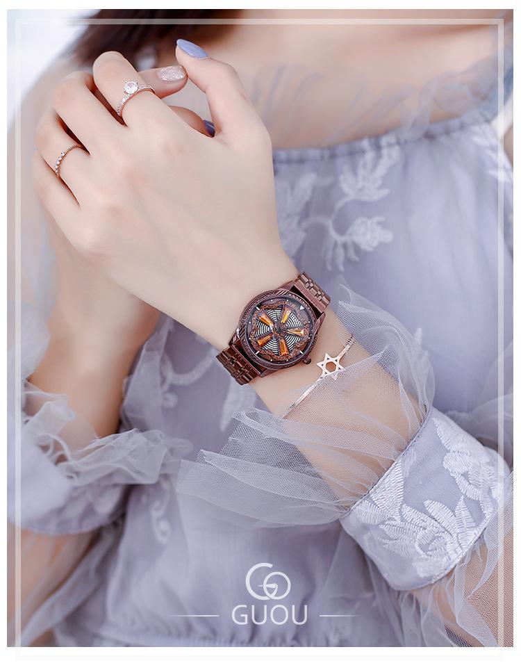 Rotating Dial Waterproof Fashion Trend Large Dial Heavy Industry Diamond Ladies Watch Quartz Watch