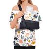 Women Shirt Animal Print Short Sleeve Top Shoulder Zipper Side Hook and Loop Closure Loose Fit Blouse