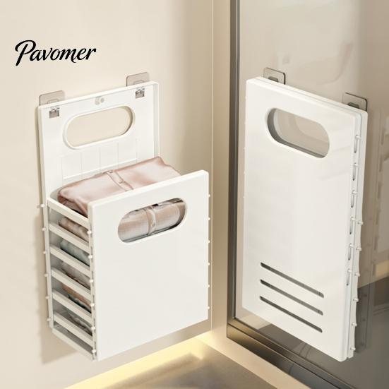 Durable Plastic Laundry Hamper Wall Mounted Hamper, Breathable Large Capacity Container, Foldable Apartment Organization Supplies Space Saving Storage