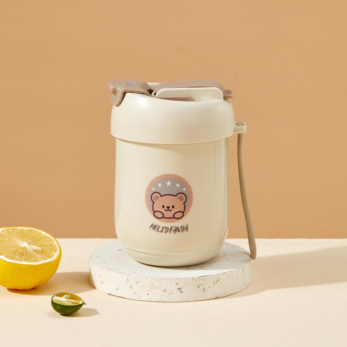 

WORTHBUY 360 мл Двухслойная бутылка для воды Детская 304 Нержавеющая сталь Защита от ожогов Чашка для питья с трубочкой и ручкой Детская посуда для питья 301-400ml