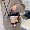 Retro Bucket Bag Ethnic Style Suzhou Embroidery Flower Fashionable Large-capacity Crossbody Single-shoulder Bag