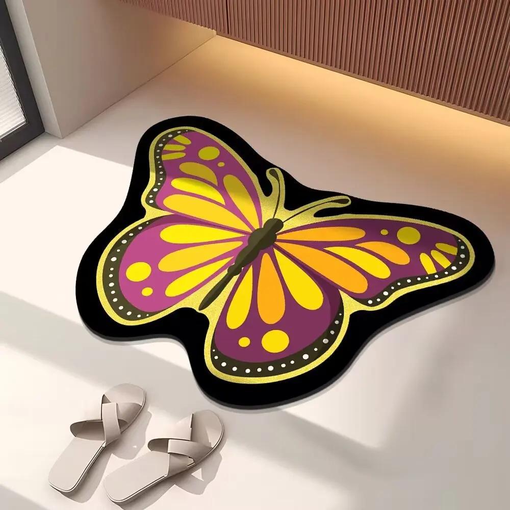 Butterfly Bathroom Absorbent Floor Mat, Diatom Mud, Toilet, Toilet Door Sink, Non-slip Foot Pad, Door Mat