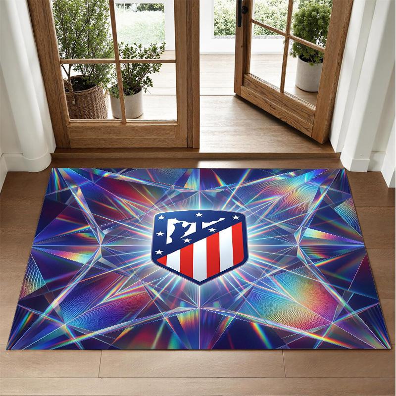 Atletico Madrid Design Crystal Velvet Rug Soft Decorative Mat for Bedroom Entrance