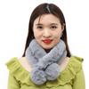 Faux Fur Plush Student Gift Windproof Fur Ball Cross Scarf Neckerchief Plush Scarfs Warm Bib