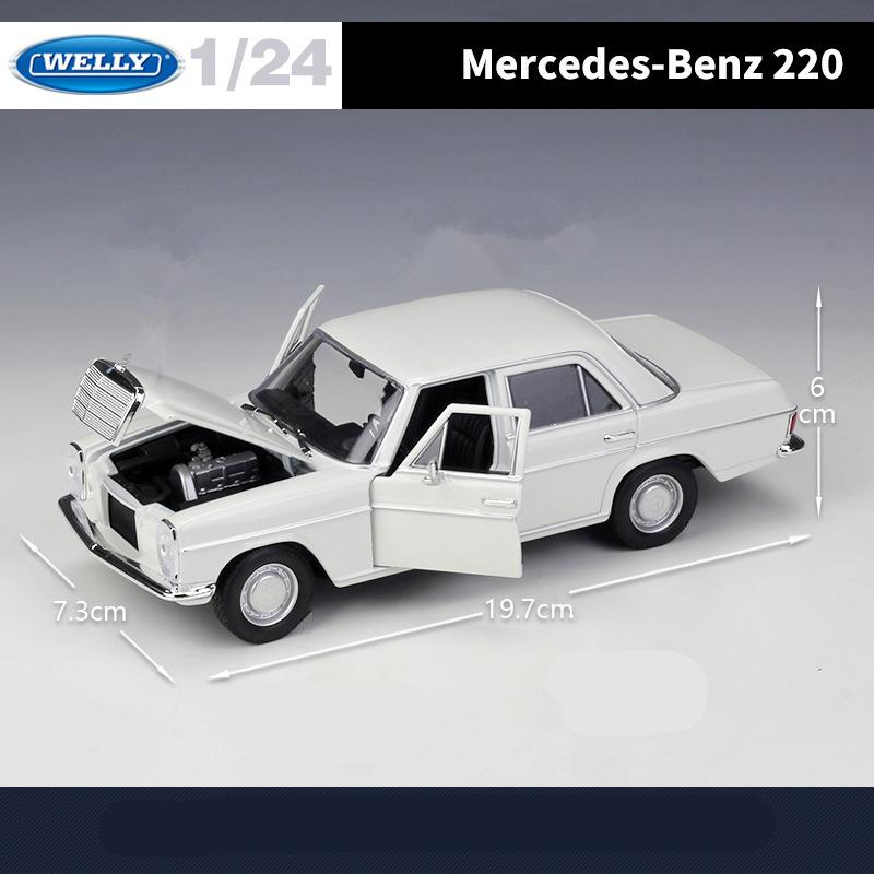 Welly 1/24 Mercedes-Benz 220 Alloy Car Model Diecasts Metal Classic Retro Old Car Model Simulation Collection Childrens Toy Gift