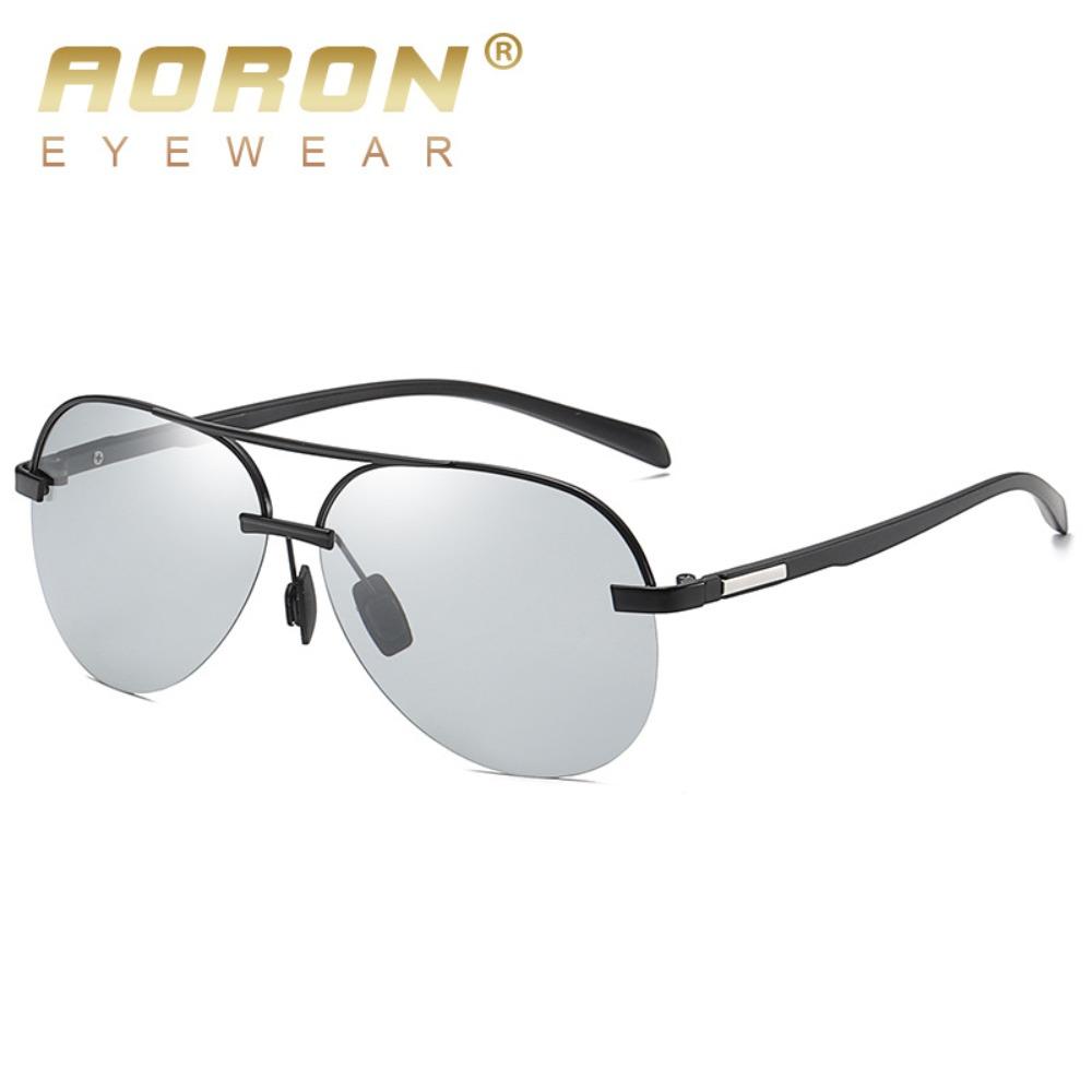 aoron Half-frame Polarized Sunglasses Trendy UV-proof Toad Glasses Color-changing Night Vision Goggles