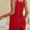 Women Summer Jumpsuit Casual Sleeveless Short Overalls Strappy Romper Simple Loose Fit Solid Color with Pockets for Office Streetwear Travel Beach