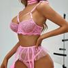 Lace Ultrathin Bra & Brief Sets Women Hollow Bras Embroidery Trikini Underwear Top Panties Set See-Through G-String Garter Belt