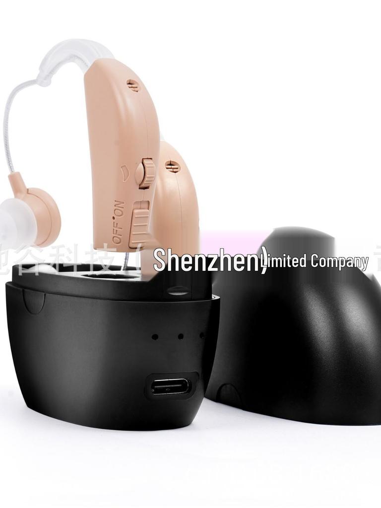 Hearing Aid Headset: Dual Ear Sound Amplifier with Portable Charging