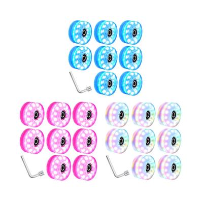 8x Luminous Roller Skate Wheels Skateboard 82A Hardness Bearings Installed