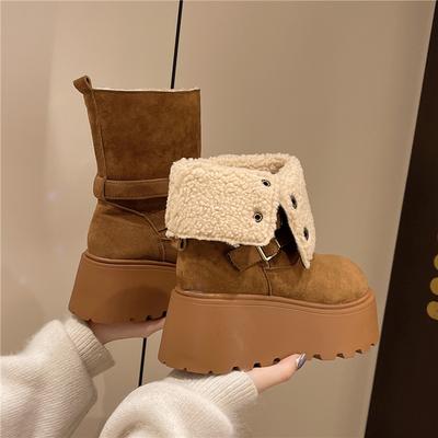 7026-2 Thick-soled Snow Boots Two Wear Martin Boots Women's 2025 Winter New Velvet Fashion Short Boots Non-slip Snow Boots