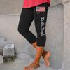 Women's Elastic Waist Capri Pants with Patriotic Heart Print Stretchy Fit Mid-Calf Length Casual Beach Bottoms