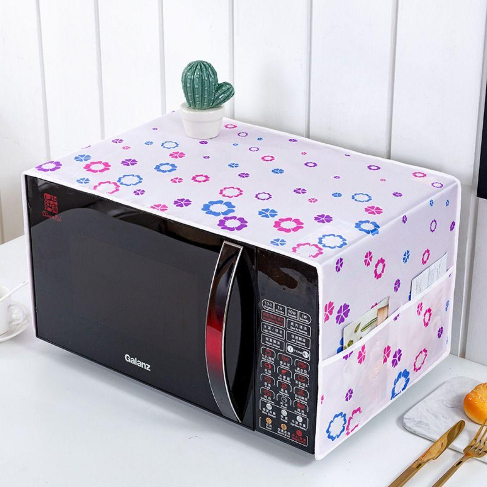 1Pcs with Storage Pocket Microwave Dust Cover Waterproof Top Dust Cloth Durable Oven Cover