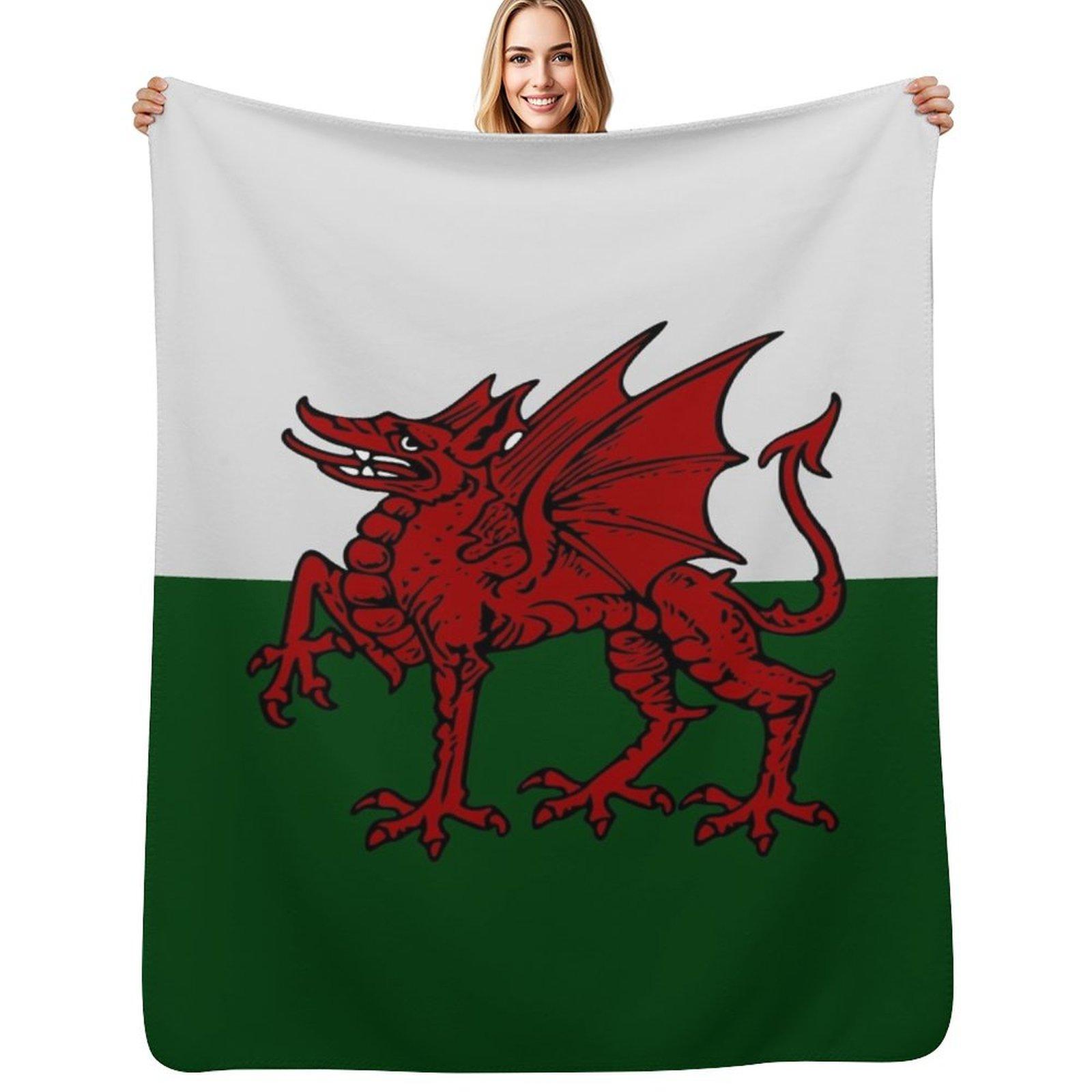 Welsh Dragon Throw Blanket Easy Care Comfortable Blanket for Couch Size: 75*100cm, Weight: 230 GSM