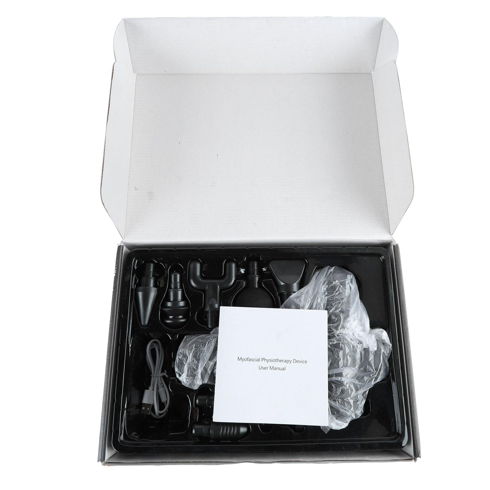 

Массажер для мышц, черный, зарядка через USB, 8 массажных головок, высокочастотный, 20 передач, массажер для тела