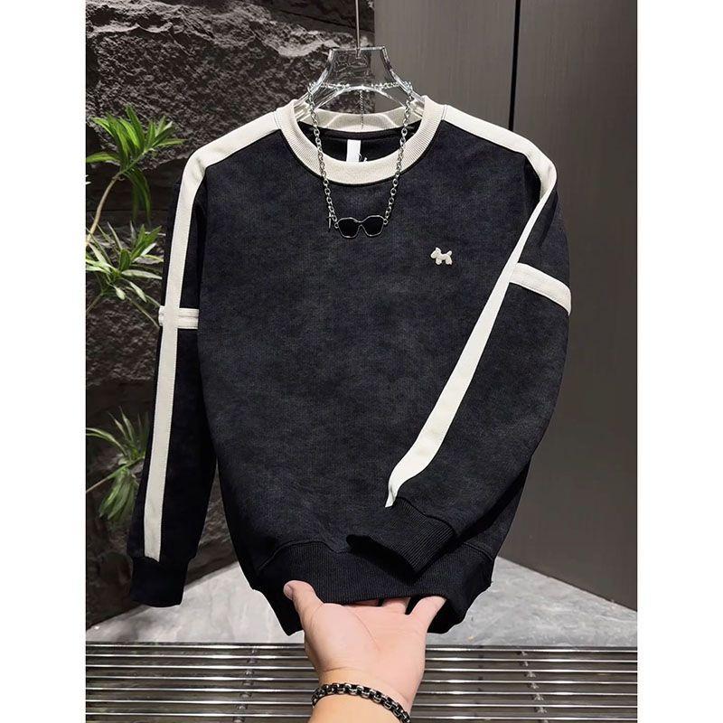 Korean Casual Patchwork Embroidery Slim Fit Hoodie Men’s Long Sleeve Tie-Dye Top M