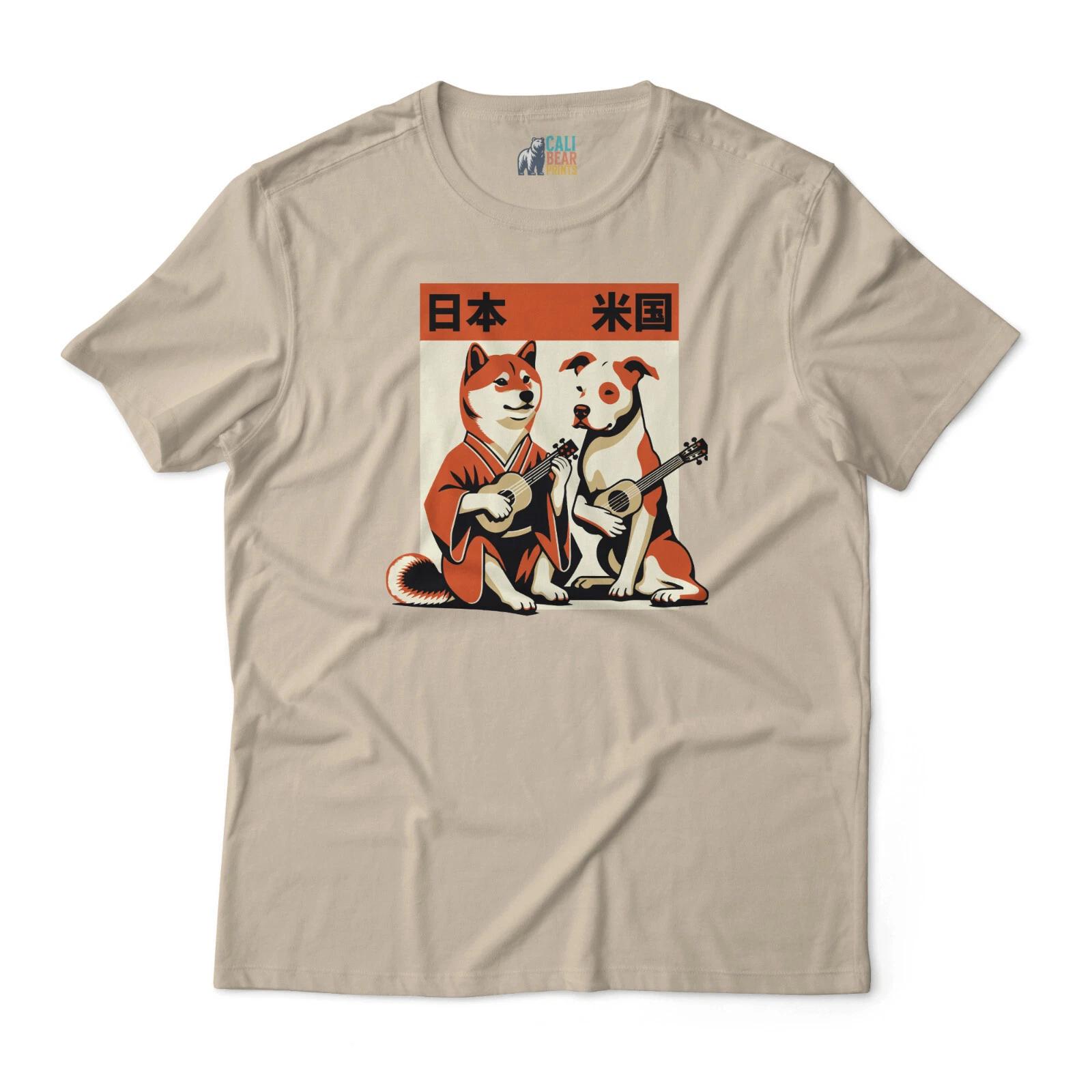 Vintage-Style Japan & USA Dog Guitar T shirt – Graphic Tee S