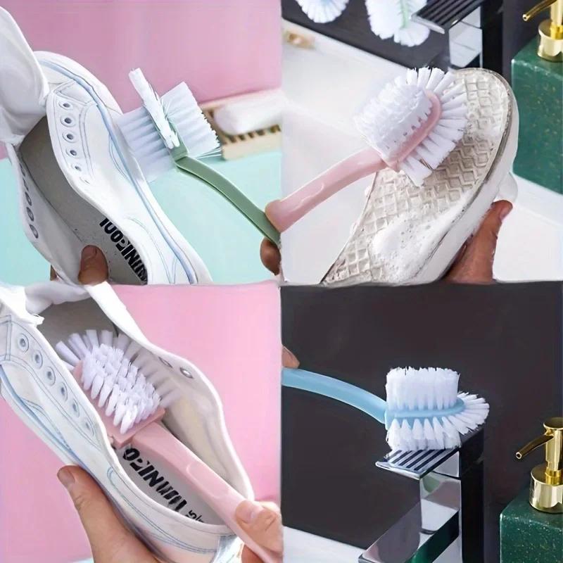 Household Plastic Five Sided Shoe Brush 1/2Pcs Double Sided Ring Type Gap Cleaner Multifunctional Bathroom Cleaning Brush