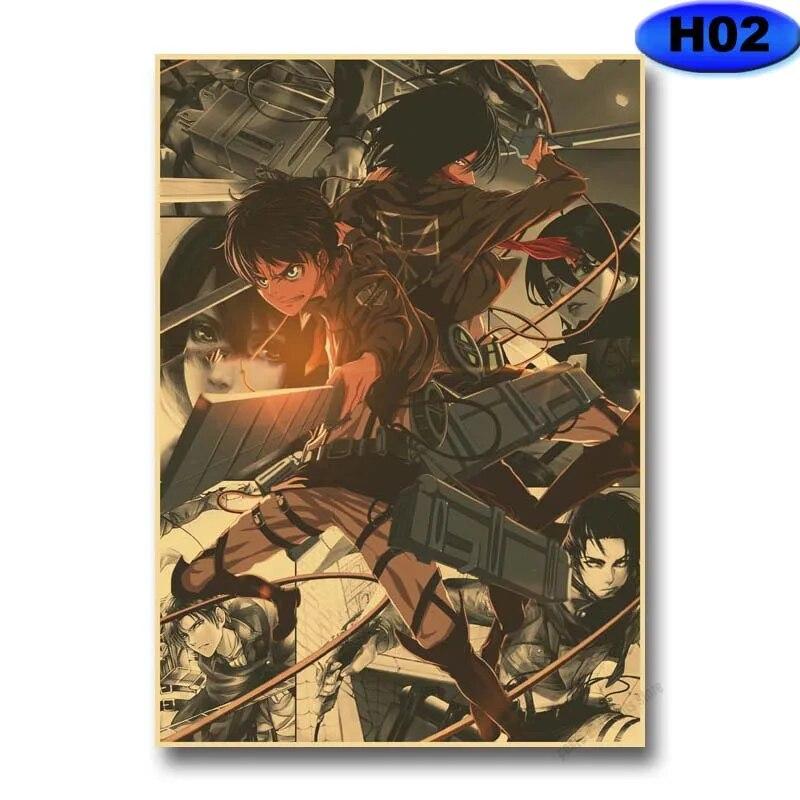 Attack on Titan Staffel 4 Poster Retro Kraftpapier Poster Wandaufkleber Home Anime Dekor Arbeitszimmer Bar Café Wandkunst Gemälde