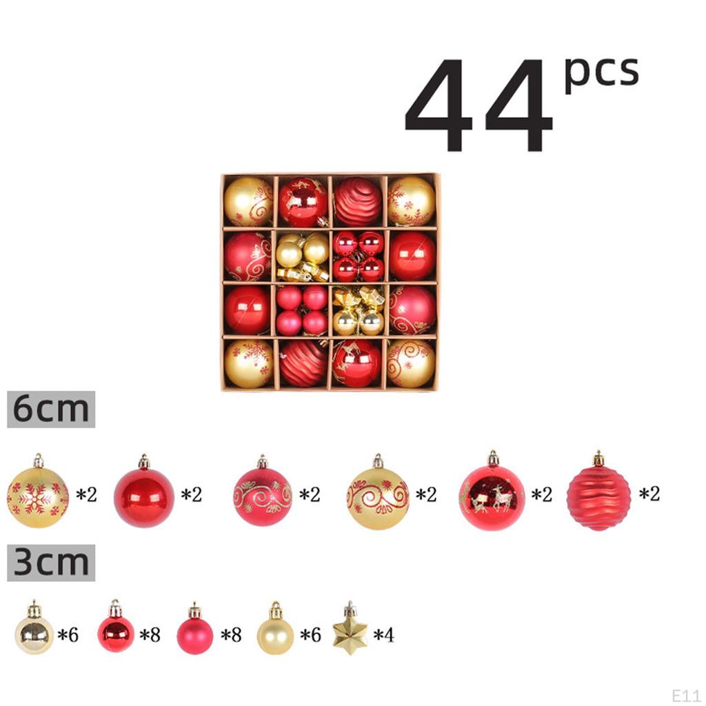44 Count Christmas Baubles Ornaments for Tree Decoration Set Seasonal Celebrations