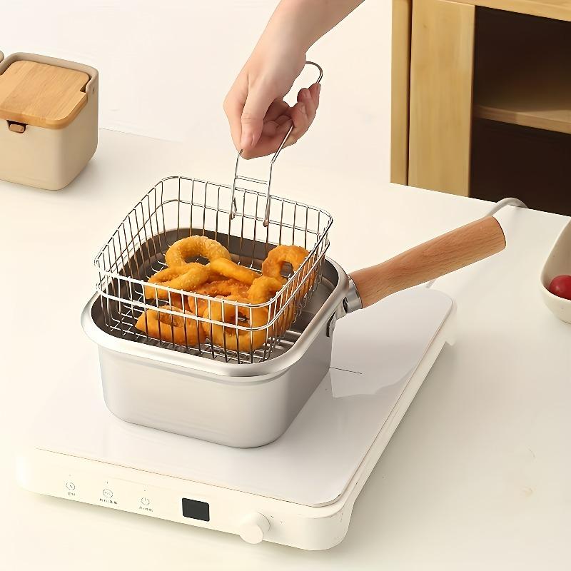 Heavy Duty Stainless Steel Square Frying Pan & Stock Pot Combo, 201 Grade Induction Compatible Cookware for Home Camping Outdoor