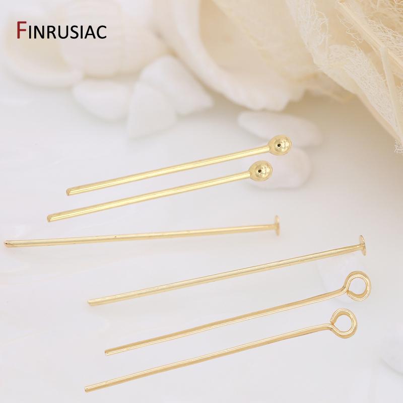 Multiple Specifications Of 14K Real Gold-Plated Ball/Flat /Eye Head Pins For Jewelry Making,DIY Jewelry Pins Supplies Wholesale