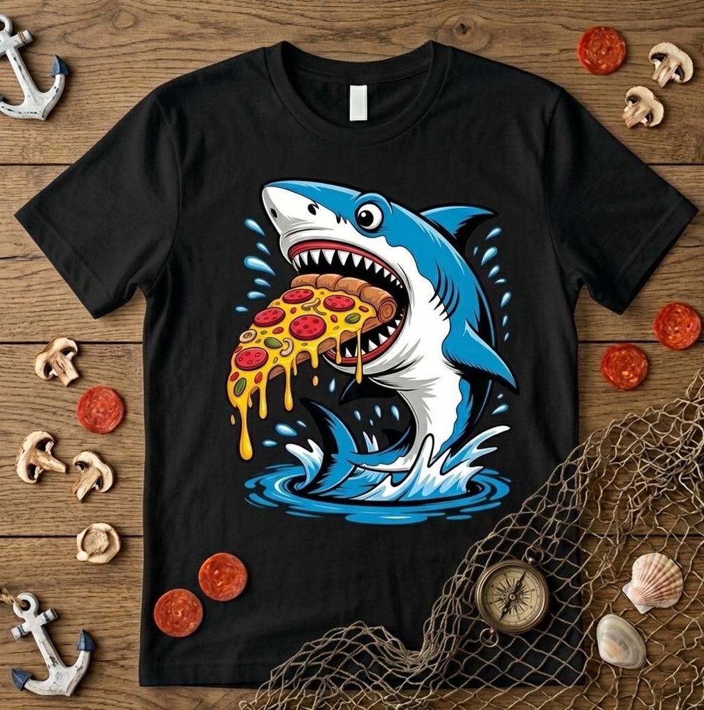 Pizza Eating Shark Shirt Funny Jawsome Pizza Lover Kids Boys Food Tee