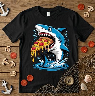 Pizza Eating Shark Shirt Funny Jawsome Pizza Lover Kids Boys Food Tee