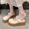 Baotou half slippers women's outer wear spring and summer new pearl thick-bottomed Mary Jane cool slippers
