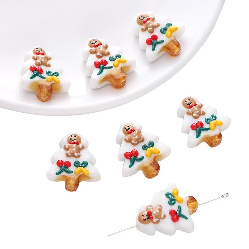 1pc/bag Christmas Series Glazed Colored Hand-Painted Beads DIY Bracelet Necklace Earrings Jewelry Accessories